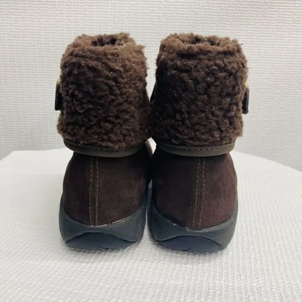 Explore 24 By Easy Spirit Boots Womens 6.5 Lockdown Snow Brown Suede Leather Zip